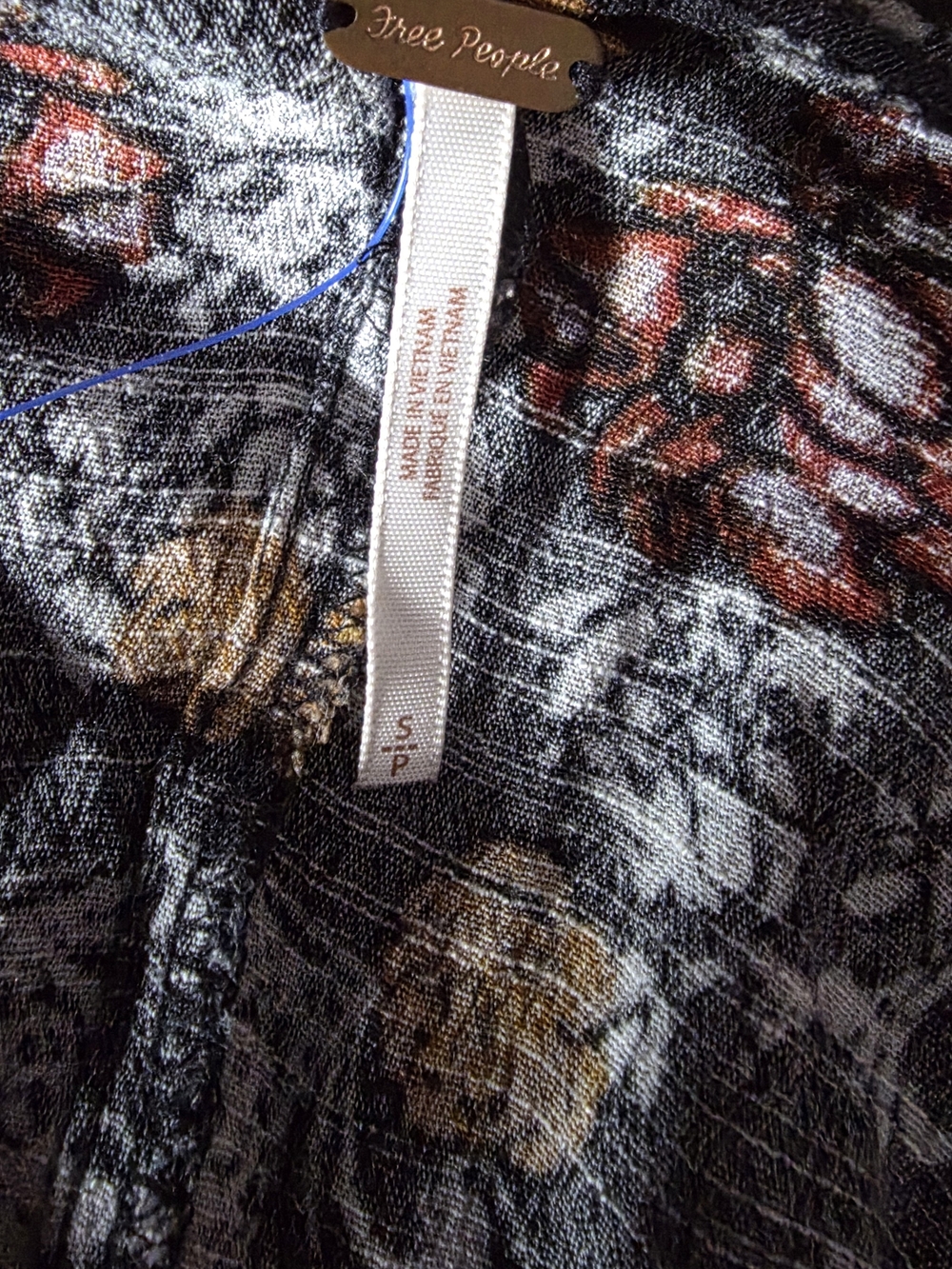 Free People Smooth Talker Tunic Mini Dress Raven Black Floral Size S Open Back - Picture 5 of 11